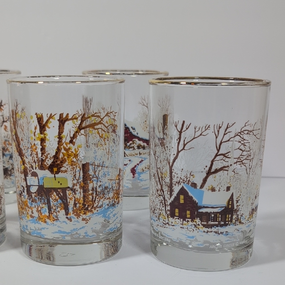 1985 Libbey Arctic Circle H. Francis Sellers Glasses Set Of 6 - Picture 4 of 11